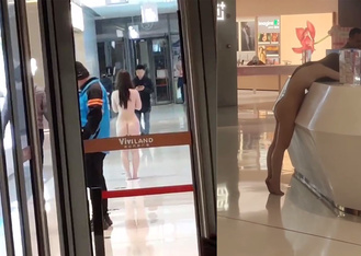 武汉洪山万科广场 女子裸奔 因男友出轨闺蜜 报复性全裸上街