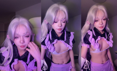 羚 精靈系尤物! cos女僕裝，美女道具自慰白漿直流，裸舞超頂! (1)